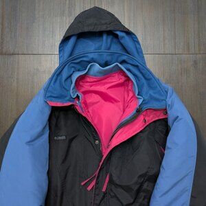 Columbia | Large Double Whammy Heavy Duty Jacket with Hood | Blue/Black/Pink